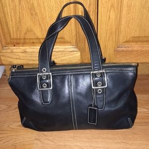 Coach Black Leather Small Handbag A053-9545
